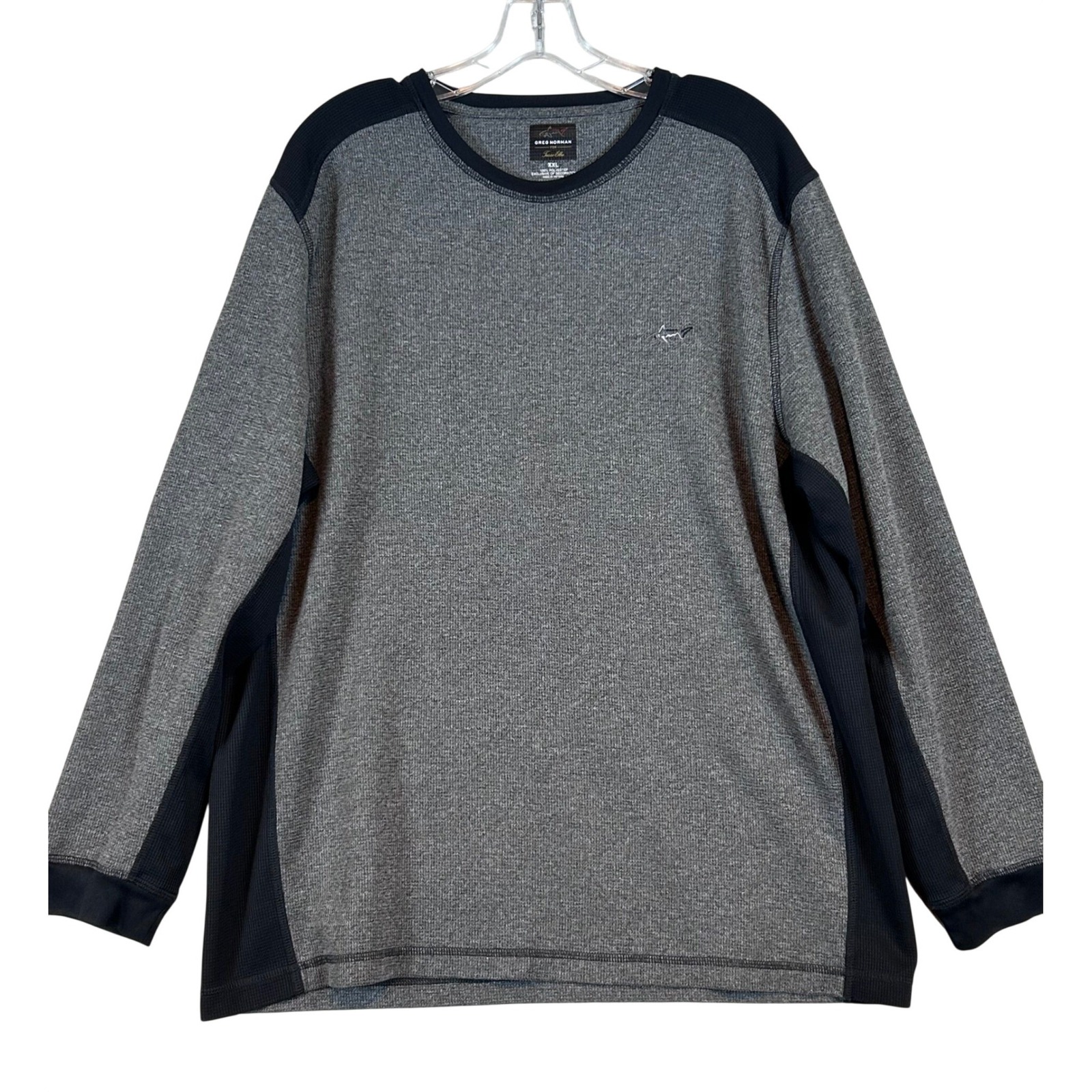 Greg Norman For Tasso Elba Mens Xxl Grey Black Waffle Knit Long Sleeve Pullover